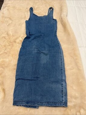 Denim Midi Dress in Medium Blue